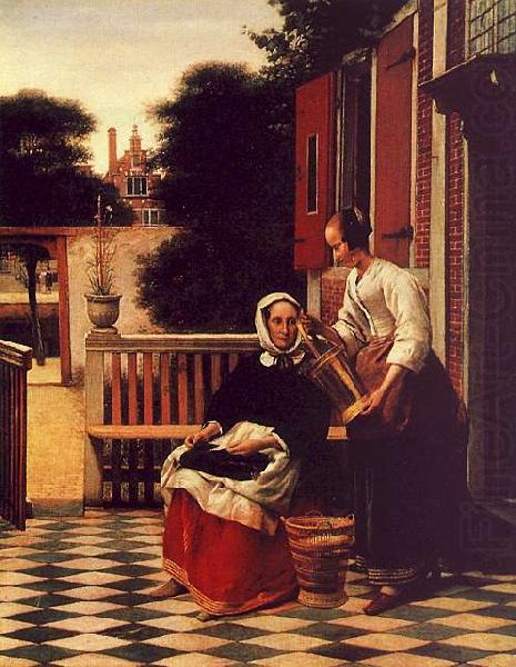 Woman and a Maid with a Pail in a Courtyard, Pieter de Hooch